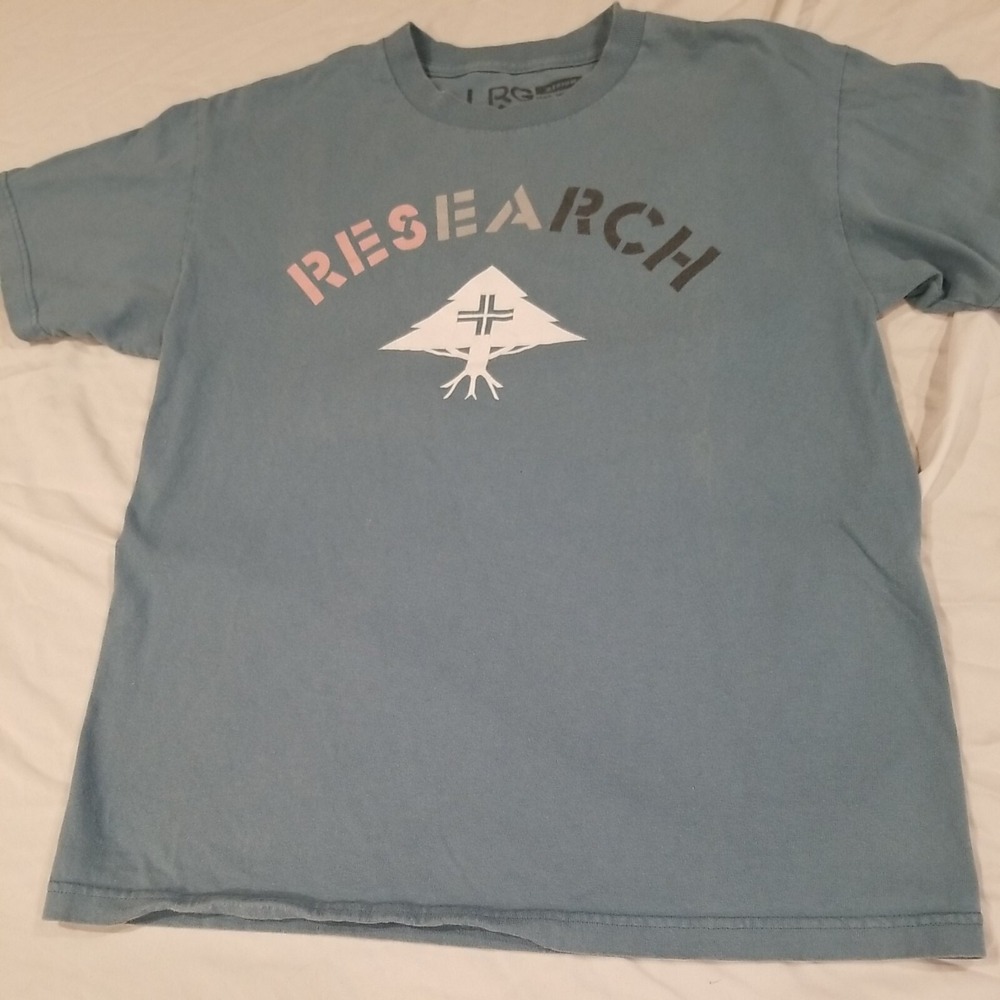 LRG Lifted Research Group Shirt Mens Medium Blue Graphic SS T-shirt EUC